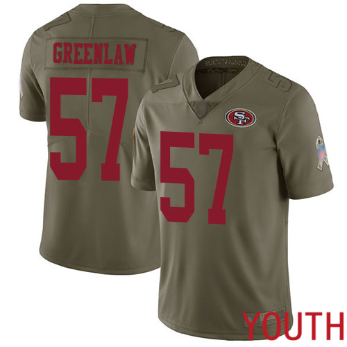 San Francisco 49ers Limited Olive Youth Dre Greenlaw NFL Jersey #57 2017 Salute to Service->youth nfl jersey->Youth Jersey